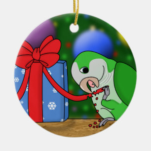 Funny Cartoon Quaker Parakeet Kerstversiering Keramisch Ornament