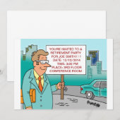 FUNNY CARTOON RETIREMENT INVITATIONS KAART (Voorkant / Achterkant)