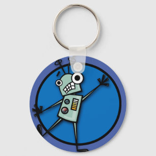 FUNNY CARTOON ROBOT ROUND SLEUTELHANGER