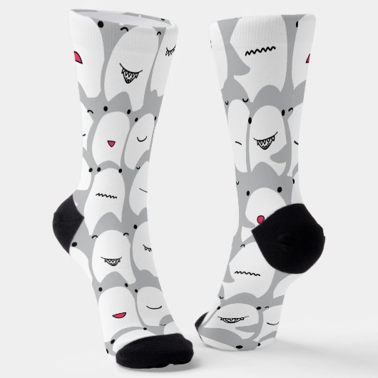 Funny Cartoon Shark Socks Sokken (Gebogen)