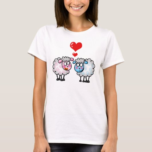 Funny cartoon sheeps, bruiloft paar t-shirt (Voorkant)
