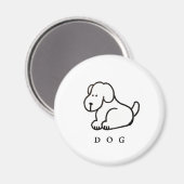 Funny Cartoon Sitting Dog Magneet (Voorkant / Achterkant)