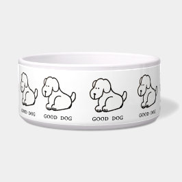 Funny Cartoon Sitting Good Dog Bowl Voerbakje