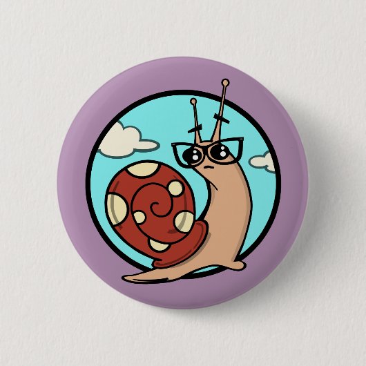 FUNNY CARTOON SNAIL GRAPHIC ROUND PIN BACK BUTTON (Voorkant)