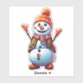 Funny cartoon Snowman Sticker (Vel)