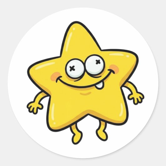 Funny Cartoon Star Character Sticker (Voorkant)