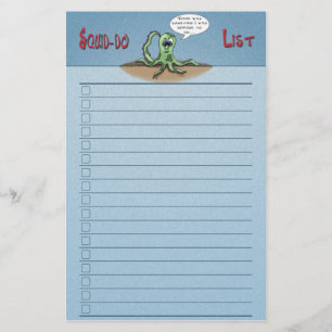 Funny Cartoon Stationery: Squid-do list check box