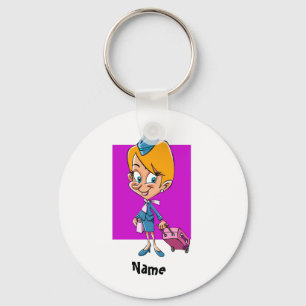Funny cartoon stewardess sleutelhanger