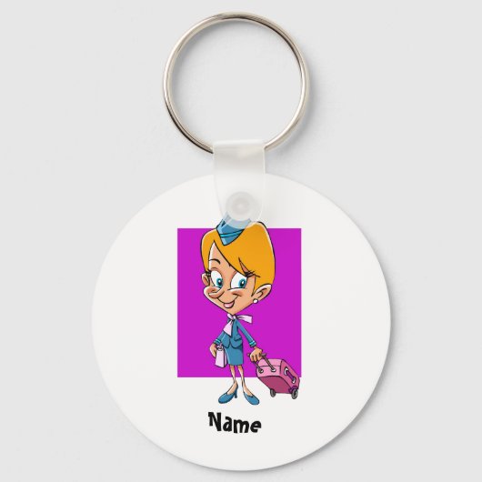 Funny cartoon stewardess sleutelhanger (Voorkant)