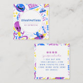 Funny Cartoon Style Illustration Graphic Designer Vierkante Visitekaartje (Voorkant / Achterkant)