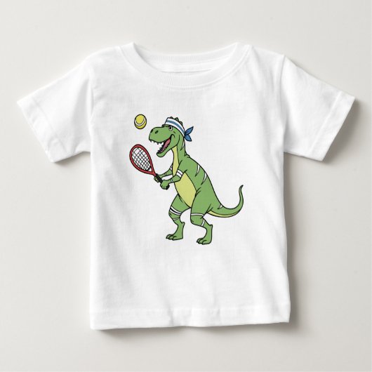 Funny Cartoon T-Rex Playing Tennis Dinosaur (Voorkant)