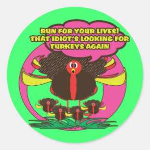 Funny cartoon Thanksgiving kalkoenstickers - schat Ronde Sticker
