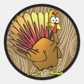 Funny Cartoon Thanksgiving Turkije Ronde Sticker (Voorkant)