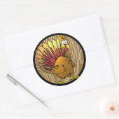 Funny Cartoon Thanksgiving Turkije Ronde Sticker (Envelop)