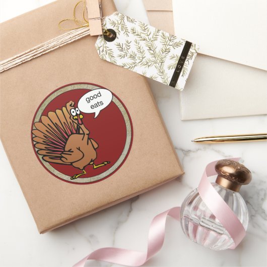 Funny Cartoon Thanksgiving Turkije Ronde Sticker (Geschenken)