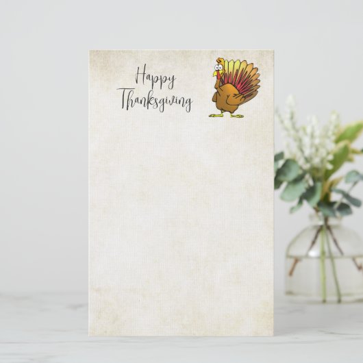 Funny Cartoon Thanksgiving Turkije Stationery Briefpapier (Staand voorkant)