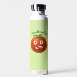 Funny Cartoon Tomato Green Vegan Vegetarian Waterfles