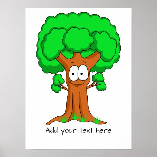 Funny Cartoon Tree gepersonaliseerd Poster (Voorkant)