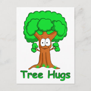 Funny Cartoon Tree Hugs Briefkaart