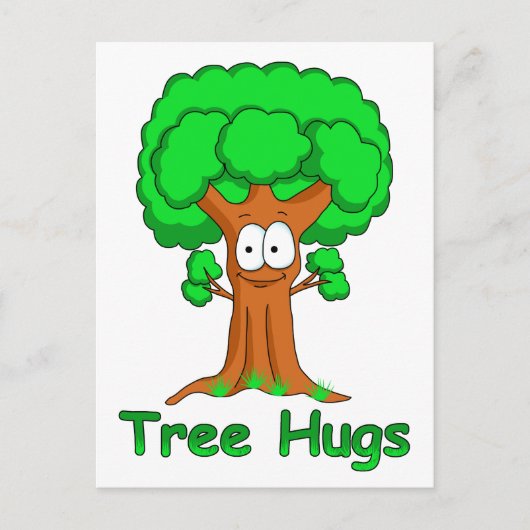 Funny Cartoon Tree Hugs Briefkaart (Voorkant)