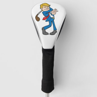 Funny Cartoon Trump Golfer Swing Golfheadcover
