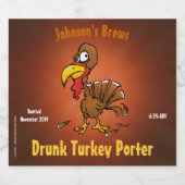 Funny Cartoon Turkey Homebrew Bier Etiket (Enkel label)