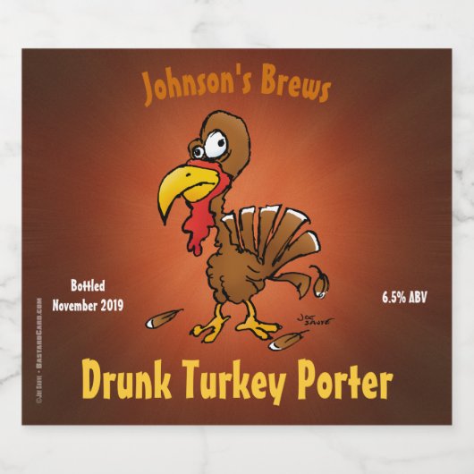 Funny Cartoon Turkey Homebrew Bier Etiket (Enkel label)