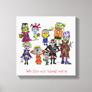 Funny Cartoon Vampires Canvas Afdruk