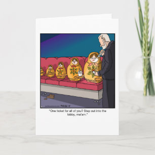 Funny Cartoon Wenskaart- Nesting poppen Scam Kaart