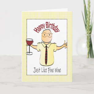 Funny Cartoon Wine Birthday Card voor mannen Kaart
