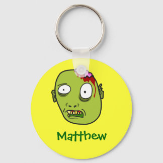 Funny Cartoon Zombie Face Persoonlijke naam Gift Sleutelhanger