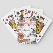 Funny Cartoonish Cats Kitten Pattern Monogram Kind Pokerkaarten (Achterkant)