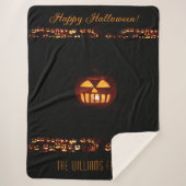 Funny Carved Pumpkins Jack O'Lantern Halloween Sherpa Deken (Voorkant)