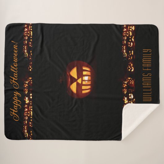 Funny Carved Pumpkins Jack O'Lantern Halloween Sherpa Deken (Voorkant (horizontaal))