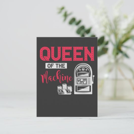Funny Casino Gambling Queen Slot Machine Quote Briefkaart (Staand voorkant)