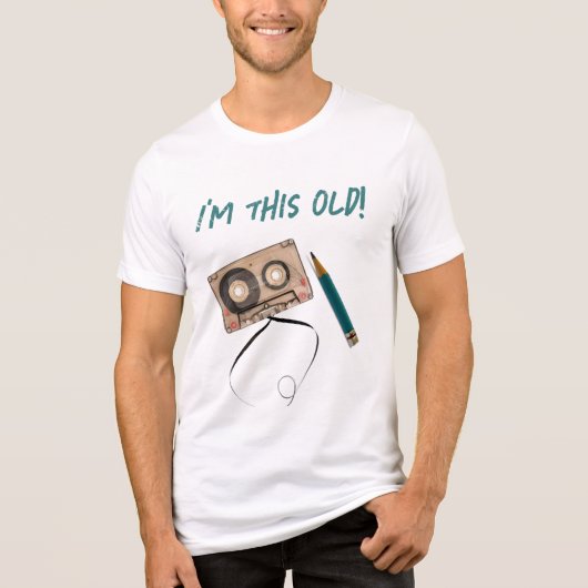 Funny Cassette Tape and Pencil I'm This Old Tri-Blend Shirt (Voorkant)