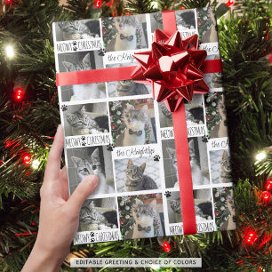 Funny Cat 4 Foto MEOWY CHRISTMAS gepersonaliseerd Cadeaupapier