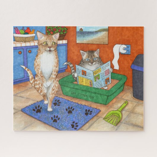 Funny Cat 538 Bathroom art Legpuzzel (Horizontaal)