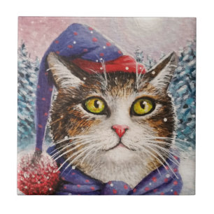 Funny Cat 631 Winter Snow Tegeltje