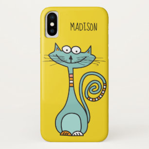 Funny Cat, aangepaste naam en draagtas voor kleure iPhone X Hoesje