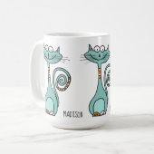 Funny Cat aangepaste naam mokken (Voorkant links)