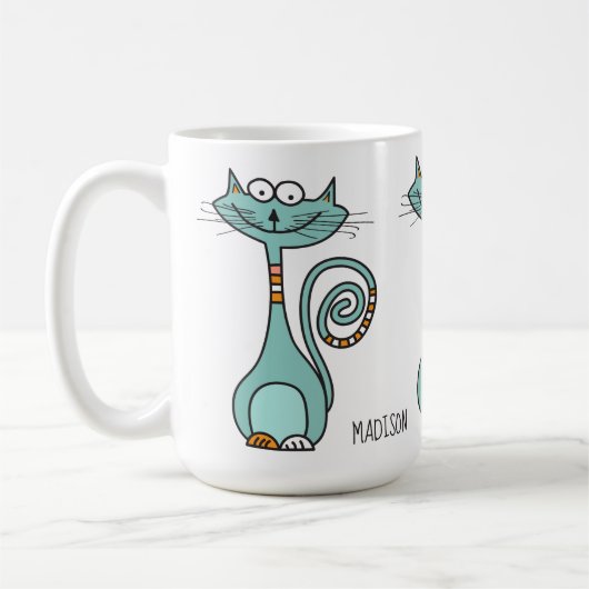 Funny Cat aangepaste naam mokken (Links)
