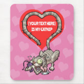 Funny Cat Add Your Own Text Crazy Catnip Cartoon Muismat (Voorkant)