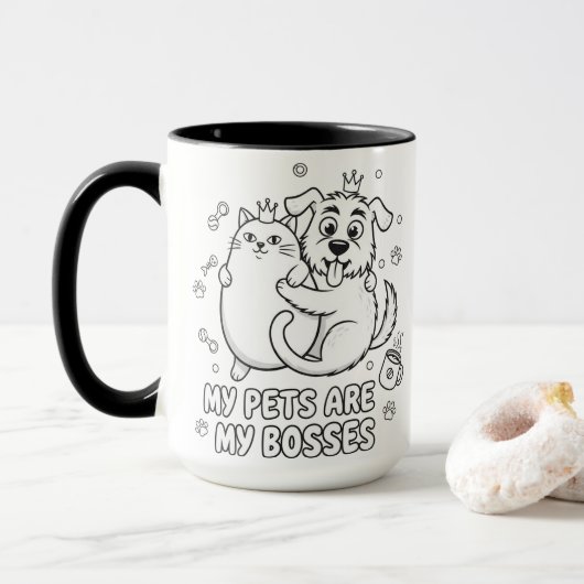 Funny Cat and Dog Mug Gift For Pet Lovers Mok (Met donut)