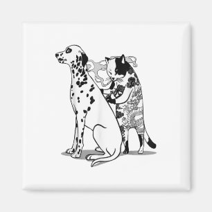 Funny Cat and Dog Shirt Tattoo Kunstenaar Kat Teke Magneet