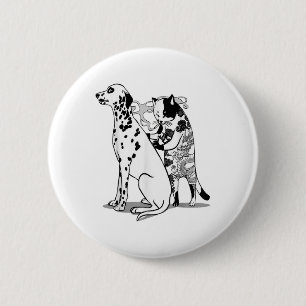 Funny Cat and Dog Shirt Tattoo Kunstenaar Kat Teke Ronde Button 5,7 Cm