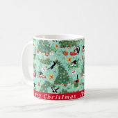 Funny Cat and Kersttree Custom Coffee Mok (Voorkant links)