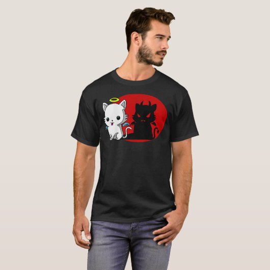 Funny Cat Angel Outside Devil Inside Comic Shirt (Voorkant volledig)