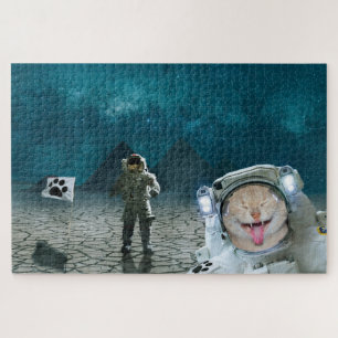 Funny Cat Astronaut in de ruimte Legpuzzel
