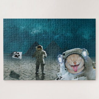 Funny Cat Astronaut in de ruimte Legpuzzel